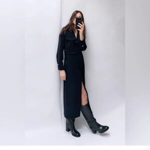 NWT Zara blue ruched midi dress